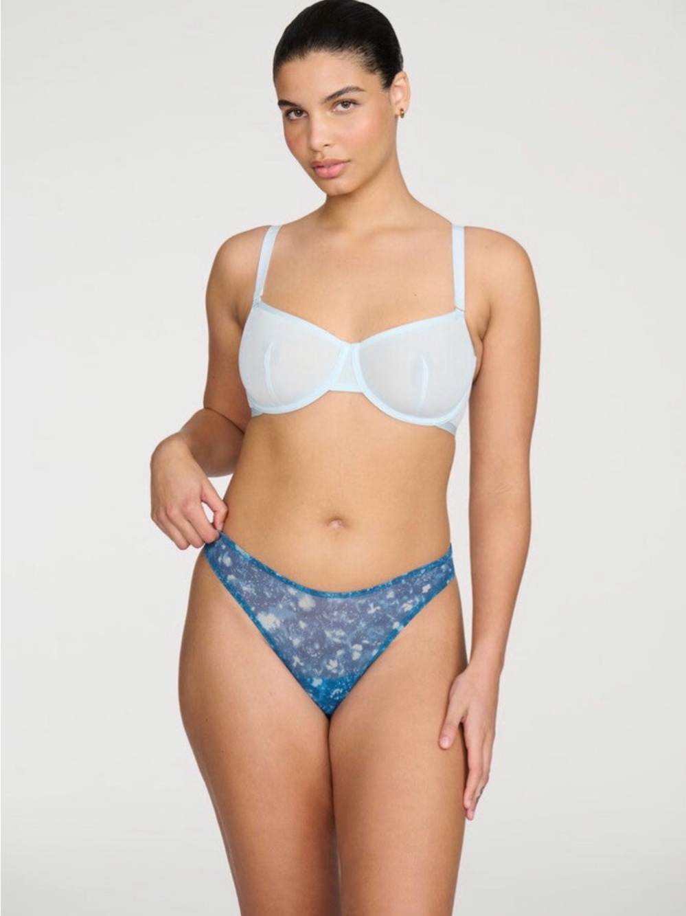 CUUP The Thong - Mesh Blue Floral Cyanotype XXL, NWT